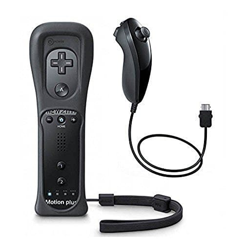 KingPow 2in1 Built in Motion Plus Remote and Nunchuck Controller with Silicon Case for Nintendo Wii, Wii U and Mini Wii - Black