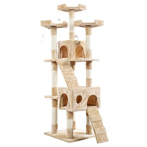 Cat Tree Tower Condo Kitten Indoor Bed Perch Modern Sturdy Scratcher Scratching Post Furniture Play Pet Home House, 67" Height, Beige
