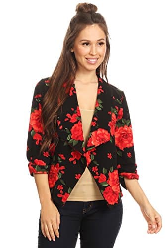 Women's Solid & Printed Open Blazer Cardigan Jacket/Made in USA