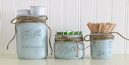 Mason Jar Coffee Storage Decor Set - 3 Piece, Blue, Kitchen Storage Decor