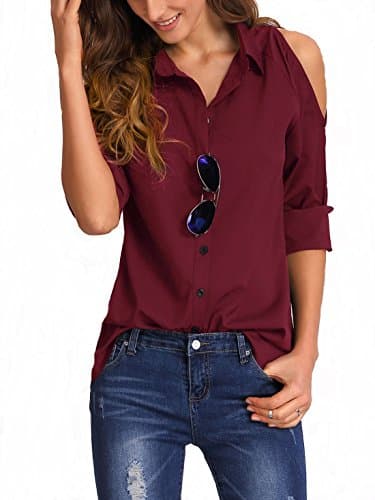 Naaz Women's V Cut Open Shoulder Blouse Solid Black/Olive Green/Wine Shirt