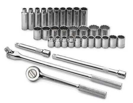 Sk Professional Tools 1/2"Drive Metric Chrome Socket Wrench Set, Number of Pieces: 33 Chrome 1933-1 Each