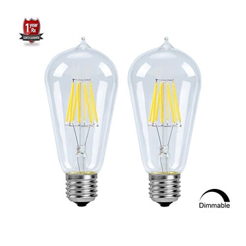 75 Watt Equivalent Light Bulbs,St58 8W Dimmable Edison Style Retro LED Filament Light Bulb-120 volts - Dimmable - 800 Lumens - 4000K Daylight white - E26 - ST58 Teardrop Top