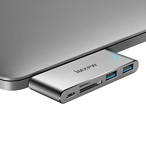 USB-C HUB w/OTG Support, iMXPW Primera Type-C Multiport Adapter with Pass-Through Charging Port, 2 USB 3.0 Port, SD/Micro SD Card Reader for MacBook 12" Space Grey