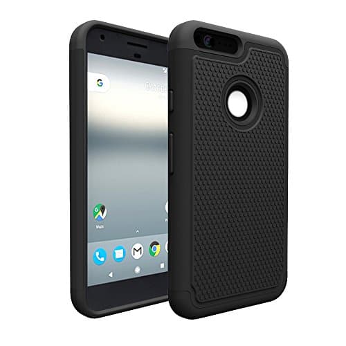 Google Pixel XL Case Cover, Soft Silicone and hard PC Cover rugged Armor Case for Google Pixle XL, Soft TPU Hard PC Hybrid Dual Layer Defender Protective Case for Google Pixel XL (5.5 inch) (Black)