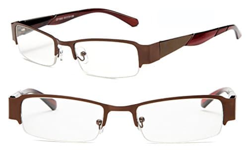 Light Weight Spring Hinge Half Rim Magnification Metal Frame Reading Glasses RX Strength +1.00 +1.50 +1.75 +2.00 (Bronze, 1.75 x)