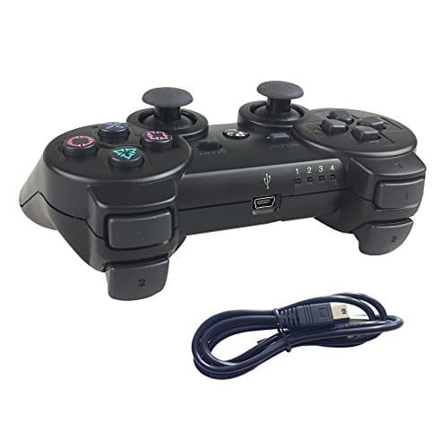 Deloke Wireless Bluetooth Controller For PS3 Double Shock - Bundled with USB charge cord (Black1)