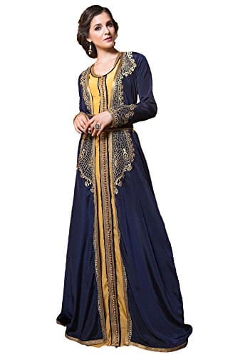 Women's Dark Thread Work Style Kaftan Blue