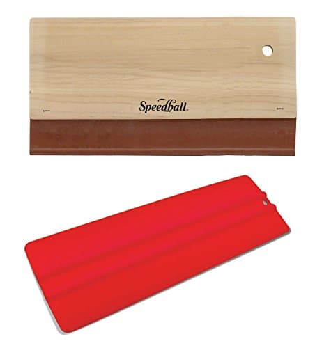 Speedball Art Squeegee Bundle (1) 10-Inch Fabric Squeegee for Screen Printing &amp; (1) 9-Inch Red Baron Dual Edged With Fabric And Graphic Blade