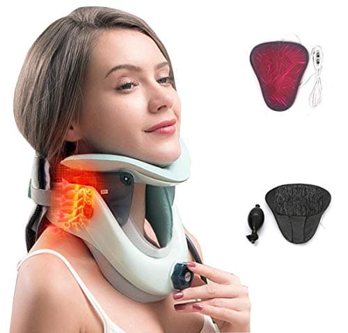 Unbne Cervical Traction Device,Inflatable Adjustable Neck Stretcher Collar, Inflatable Hot compress Traction Anytime and Anywhere