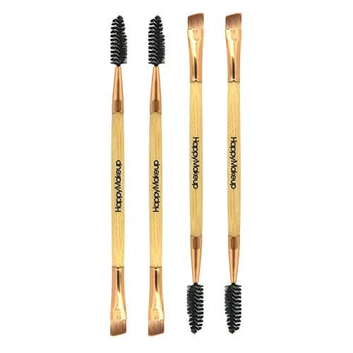 LINSUNG 1PCS Makeup Bamboo Handle Double Eyebrow Brush + Eyebrow Comb