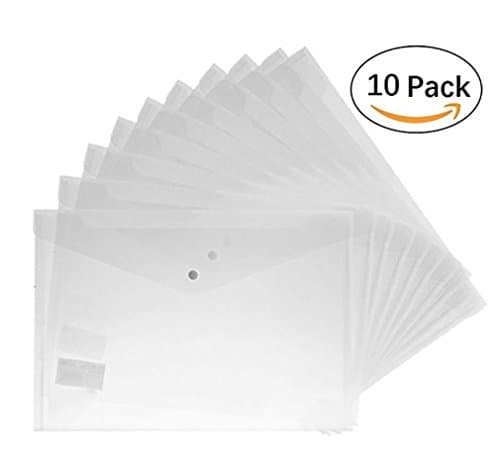 Clear Document File Holder-Kitchare Premium Translucent PVC Envelope with Snap Button Waterproof Document Folder for A4 Size(10pcs)
