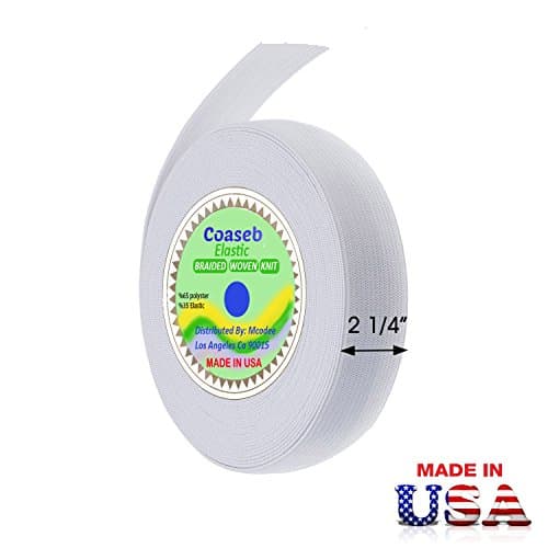 Coaseb Premium 2 1/4" Wide (2.25" Width ) White Heavy Stretch Knit Elastic Band 50 Yards, Made In USA