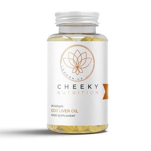Cod Liver Oil with Added Vitamins A, D & E, Contains EPA & DHA, 90 softgel Capsules UK Manufactured by Cheeky Nutrition