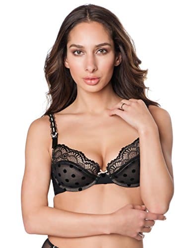 Dita Von Teese Molded Cup Underwire Demi Nursing Bra,BlackDot,38D