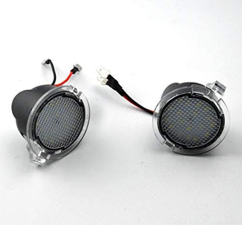 Full LED Side Mirror Puddle Light Assembly with 6000K Xenon White Replacement for Ford F-150 Expedition Explorer Edge Flex Fusion Taurus X (Pack of 2)