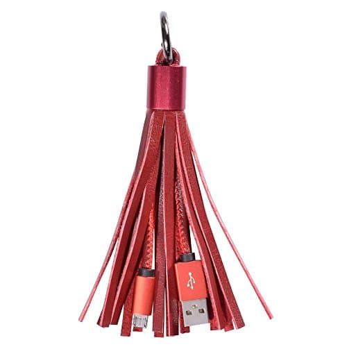 Android Fast Charging Cable – COOIEPA Portable Quick Cell Phone USB Charge Charger Lighting Cord Cable Including Leather Tassel Keychain For Samsung Galaxy HTC Nexus Nokia LG Sony 2.4A Max Output