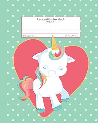 Composition Notebook Wide Ruled: Elementary School Exercise Book | 120 Lined Pages | Pink Heart (Unicorn Journals) Paperback – 20 Jul 2018