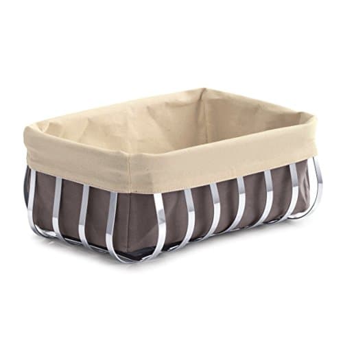 NEW, 12.5" x 9.5" x 5" Lined (Rectangular) Stylish Bread/Dinner Roll Basket, Restaurant Style, Stainless Steel - 1 Piece