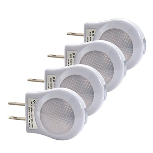 Ledinus Double-Sided with Light Plug In LED Night Light Lamp with Dusk to Dawn Sensor, Auto Adjustable Brightness for Bedroom,Nursery,Hallway,Bathroom,Basement(White, 4 Pack)