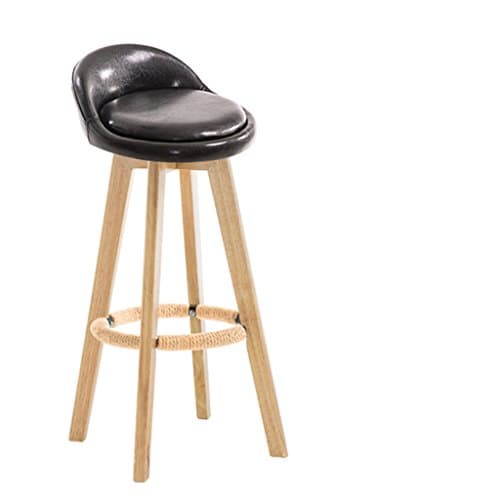 Bar chair Cqq Solid wood Retro Creative Bar Stool Rotate the high stool Simple home bar stool European style Front chair (Color : Black)