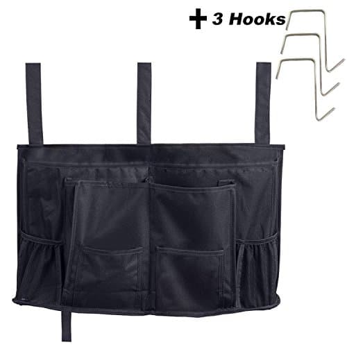 Oululu Bedside Caddy - Bedside Storage Organizer Bag for Bunk Beds Sofa (New - Black - 8 Pockets)