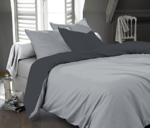 FINE LECHO Super Soft 800 Thread Count Pure 100% Egyptian Cotton 3-Piece Solid Reversible Duvet Quilt Cover Set with Zipper Closure Soft & Luxurious Solid (Olympic Queen, Silver Grey & Elephant Grey)