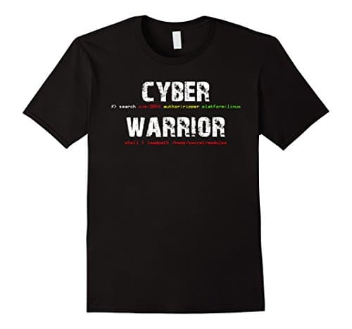 Men's Cyber Warrior Ethical Hacker Command Line T-Shirt Medium Black