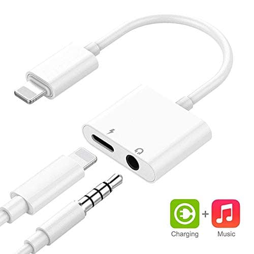 Headphone Adapter for iPhone 3.5 mm Headphone Jack Adapter Charge and Headphone Audio Aux Earphone Earbuds Cable Connector for iPhone 8/8 Plus/X /7/7 Plus/Xs Max/XR Adapter Support All iOS System