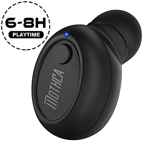 Mini Bluetooth Headset Mothca Invisible Earbud 6~8 Hours Playtime Good Sound Quality Earpiece In Ear V4.1 Wireless Car Headphone with Mic for iPhone 7 6 Plus Android Smartphone iPad Tablet (Black)