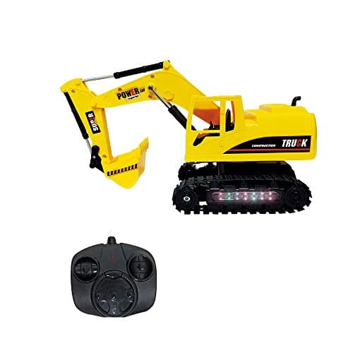 Remote Control Toy Construction Excavator Truck – 5 Channel Full Function RC Excavator Toy For Boys &amp; Girls - With Lights &amp; Sounds,Includes RC Transmitter