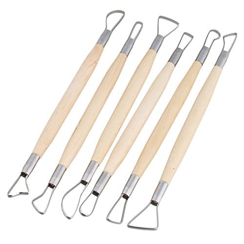 Flat Wire Cutter Pottery Tools Wood Handle Sculpting Tool for Ceramic Pottery Clay Sculpting 8" Pack of 6