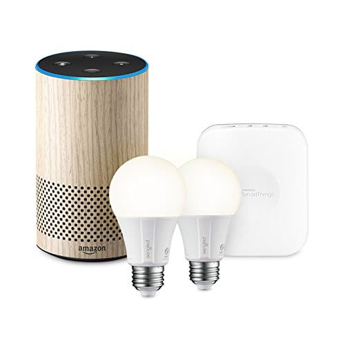 Echo (2nd Generation) - Oak Finish + SmartThings Hub + 2 Element Smart Bulbs