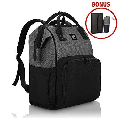 Diaper Tote Bag, Nappy Changing Backpack - Multi-Function Travel Backpack Organizer and Baby Caddy - Lightweight, Waterproof, Large Capacity - With Changing Mat and Bottle Insulated Bag