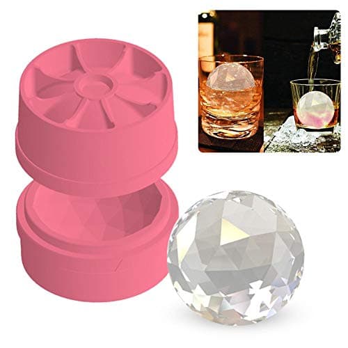 Ice Cube Mold Trays, Sphere Ice Ball Maker With Lid, 55MM 3D Sphere Diamond, Food Grade Silicone Ice Mold For Chilling Bourbon Whiskey, Cocktail, Beverages