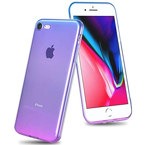 Airror Phone Case Compatible with iPhone 8 iPhone 7 Cases, Clear Multi-Color Gradients Slim Case, Impact Resistant Protective Soft TPU Cover [ Support Wireless Charging ] - Blue & Purple 1191