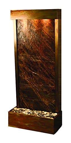 Harmony River Water Feature with Rustic Copper Trim, Flush Mounted in Base (Rainforest Brown Marble)