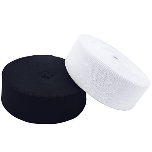 2pcs Sewing Elastic, Doubletwo Black White Knitting Sewing Elastics Springy Stretch Elastic Spool Elastic Bands, 1.5 Inch x 11 Yard