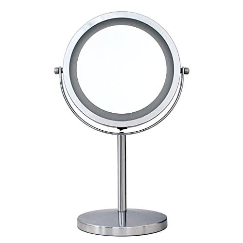 Gloriastar Lighted Makeup Mirror -Double Side LED Vanity Mirror,1x/5x Magnification,6 Inch,Chrome
