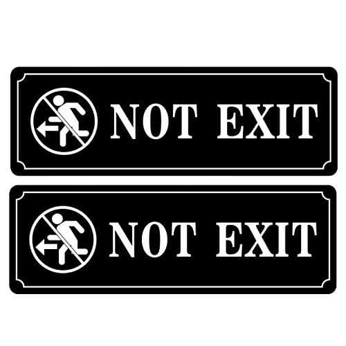 Outdoor/Indoor (2 Pack) 9" X 3" - Not Exit - Notice Warning Door Sign Black & White Back Adhesive Vinyl Label Sticker Decal - for Home, Business Store, Shop, Cafe, Office, Restaurant etc.