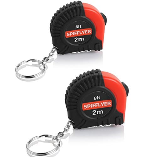 Spifllyer 2 Pack Samll Key Chain Mini Tape Measure Retractable Measuring Tape 2M/6ft Metric and Inch Scale with Keychain for Kids Toy Tools,Double Colored,PVC Coated