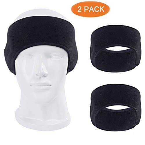 Ear Warmers Headband Polemax 2 Pack Anti-cold Breathable Polyester Fleece Winter Warm Sport Earmuffs Sweatband for Running Yoga Skiing Cycle for Women and Men (Black)