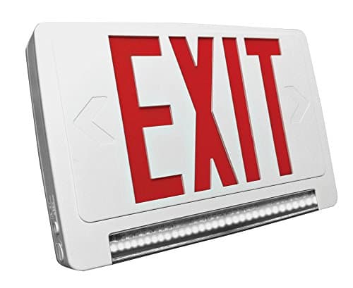 Single/Double Face Lightpipe LED Red White Exit Sign &amp; Emergency LED Combo with Battery Backup (Red/White)