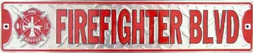 Fire Fighter Tin Sign 6 x 24in