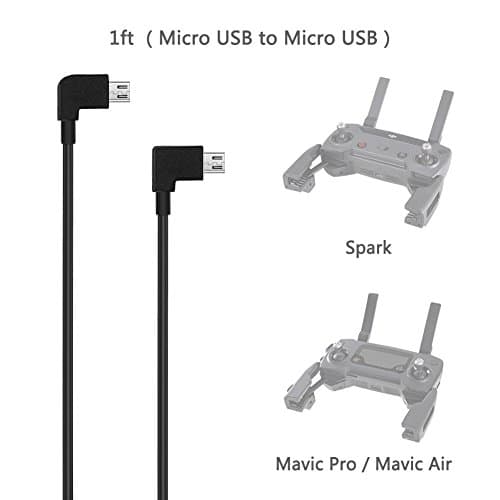 MAYISUMAI OTG Micro USB to Micro USB Cable Connector for DJI Spark and Mavic Pro Air RC Reverse Data Cable Android Phone[1ft]