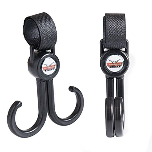 KidLuf 2 Rotating Stroller Hook, Black, 2 Pack