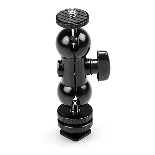 EFOTOPRO Cool Ballhead Multi-function Double Ballhead with Hot Shoe Mount &amp; 1/4" Screw for Monitors Led Light Microphone