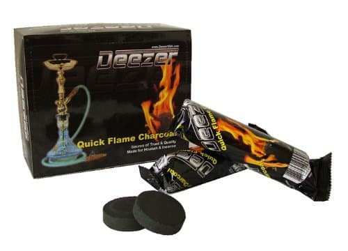 DEEZER 33MM CHARCOAL BOX: SUPPLIES FOR HOOKAHS – 100pc box of Quick-light shisha coals for hookah pipes. These Easy Lite coal accessories & parts are instant lighting when using a torch lighter.