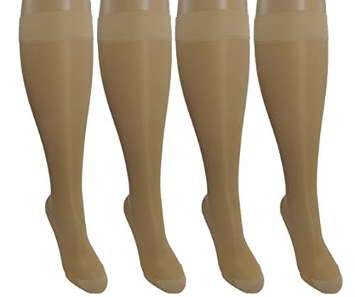 4 Pair Sheer Ladies Graduated Compression Socks, Moderate/Medium Graduated Compression 15-20 mmHg. Nurses, Work, Therapy, Shin-Splints, Edema, Pregnancy/Maternity, Travel & Flight Knee-High Hosiery.