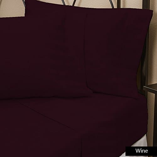 1-Piece Fitted,1-Piece Flat Sheet &amp; 2-Piece Pillowcases with 31-36 inches Pocket Hotel Finish Adjustable Room Both 400 TC 100% Egyptian Cotton(King,Stripe,Wine)